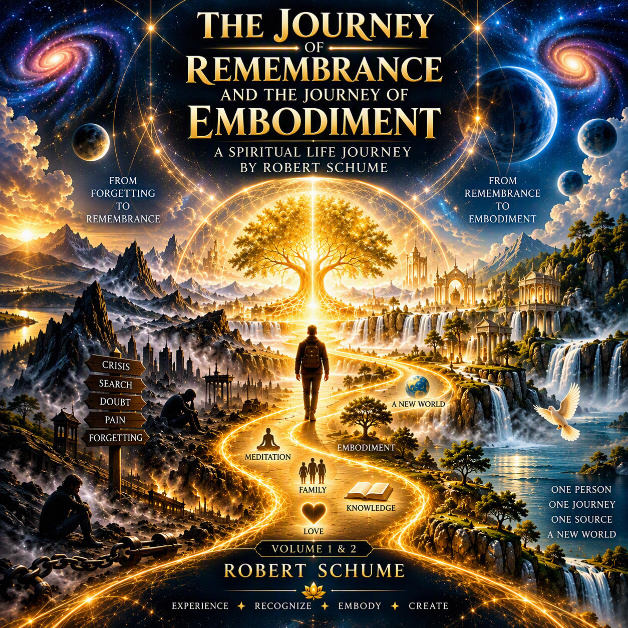 The Journey of Remembrance | Robert Schume Book cover of The Journey of Remembrance and The Journey of Embodiment by Robert Schume, Volumes 1 and 2 of the spiritual journey of a life.