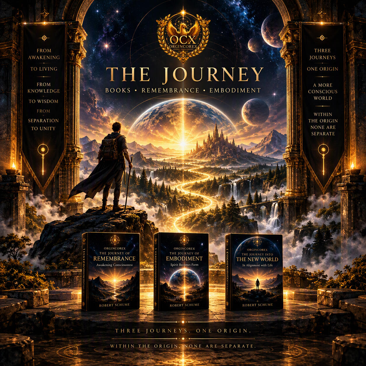 OrginCoreX The Journey - three books by Robert Schume exploring remembrance, embodiment and the journey into a more conscious world.